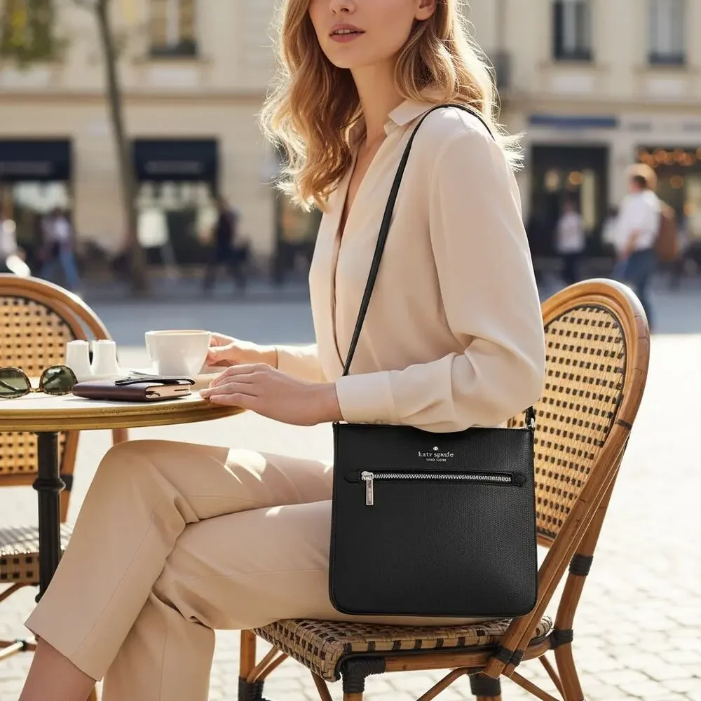 Kate Spade Sadie North South Crossbody in Black Leather k7379